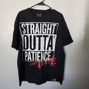 Irate Vintage Men's XL Black Graphic T-Shirt Straight Outta Patience Y2K Grunge